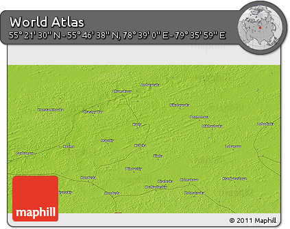 Physical 3D Map of the Area around 55° 34' 4" N, 79° 7' 30" E
