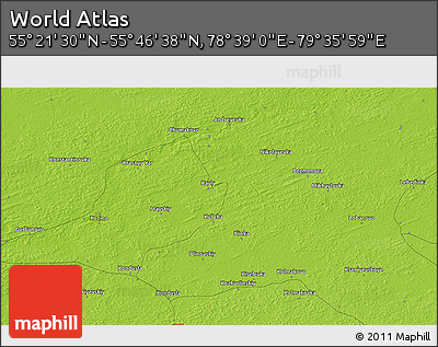 Physical 3D Map of the Area around 55° 34' 4" N, 79° 7' 30" E