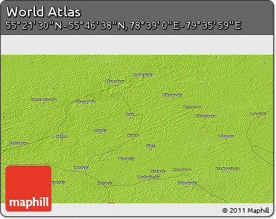 Physical 3D Map of the Area around 55° 34' 4" N, 79° 7' 30" E