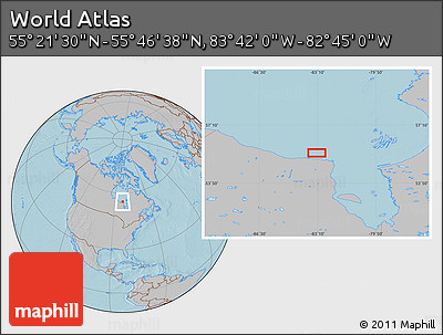 Gray Location Map of the Area around 55° 34' 4" N, 83° 13' 29" W, hill shading