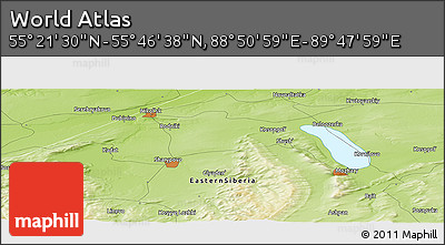 Physical Panoramic Map of the Area around 55° 34' 4" N, 89° 19' 29" E