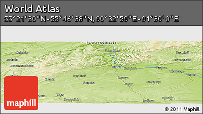 Physical Panoramic Map of the Area around 55° 34' 4" N, 91° 1' 30" E