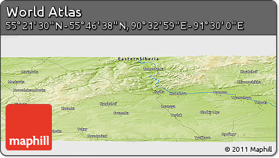 Physical Panoramic Map of the Area around 55° 34' 4" N, 91° 1' 30" E