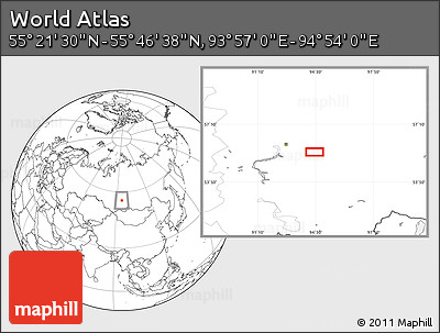 Blank Location Map of the Area around 55° 34' 4" N, 94° 25' 30" E