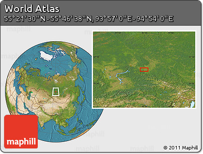 Satellite Location Map of the Area around 55° 34' 4" N, 94° 25' 30" E