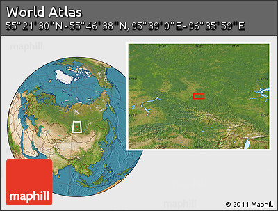 Satellite Location Map of the Area around 55° 34' 4" N, 96° 7' 30" E