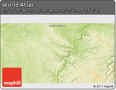 Physical 3D Map of the Area around 55° 34' 4" N, 96° 58' 29" E
