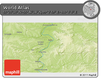 Physical 3D Map of the Area around 55° 34' 4" N, 99° 31' 30" E