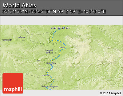 Physical 3D Map of the Area around 55° 34' 4" N, 99° 31' 30" E