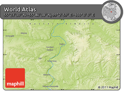 Physical Map of the Area around 55° 34' 4" N, 99° 31' 30" E