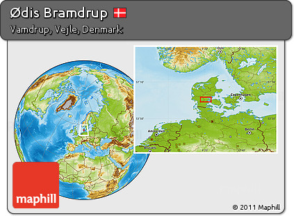 Physical Location Map of Ødis Bramdrup