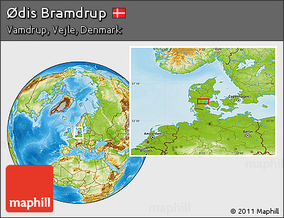 Physical Location Map of Ødis Bramdrup