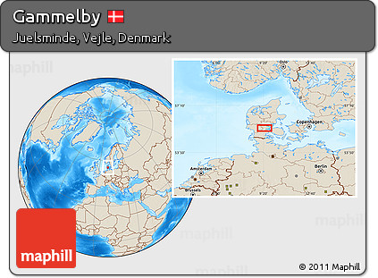 Shaded Relief Location Map of Gammelby