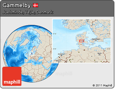 Shaded Relief Location Map of Gammelby