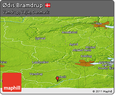 Physical Panoramic Map of Ødis Bramdrup