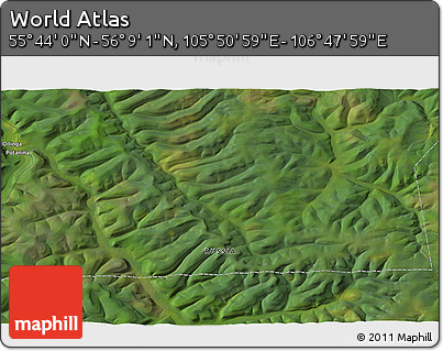 Satellite 3D Map of the Area around 55° 56' 31" N, 106° 19' 29" E