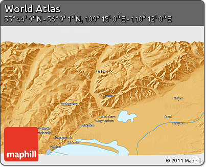 Political 3D Map of the Area around 55° 56' 31" N, 109° 43' 29" E