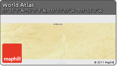 Physical Panoramic Map of the Area around 55° 56' 31" N, 116° 22' 30" W