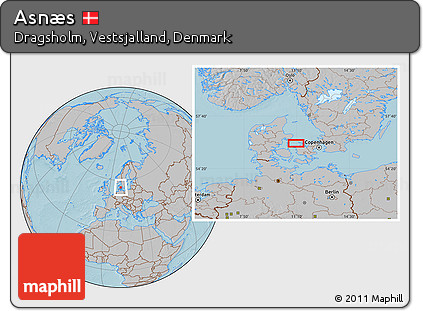 Gray Location Map of Asnæs, hill shading