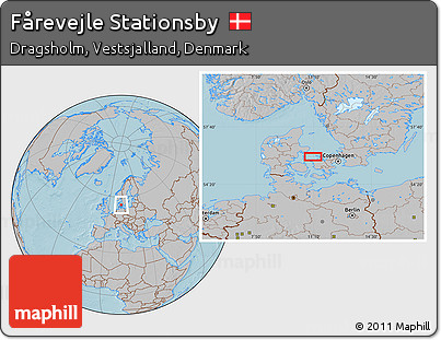 Gray Location Map of Fårevejle Stationsby, hill shading