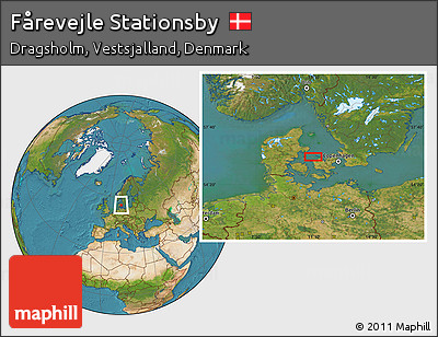 Satellite Location Map of Fårevejle Stationsby