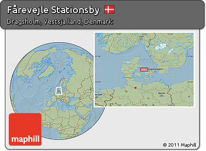 Savanna Style Location Map of Fårevejle Stationsby, hill shading