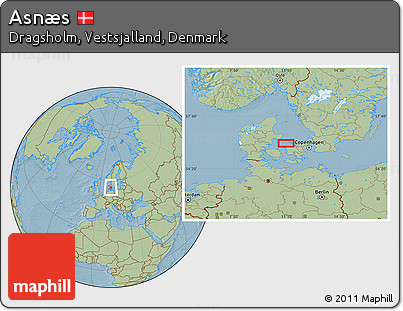 Savanna Style Location Map of Asnæs, hill shading