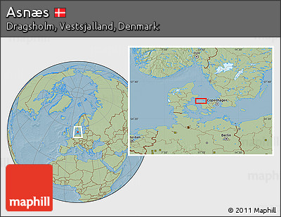 Savanna Style Location Map of Asnæs, hill shading