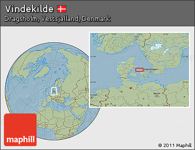 Savanna Style Location Map of Vindekilde, hill shading