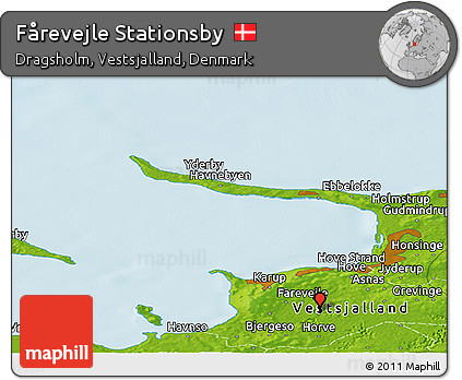 Physical Panoramic Map of Fårevejle Stationsby
