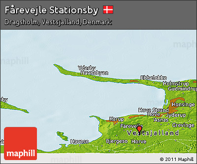 Physical Panoramic Map of Fårevejle Stationsby