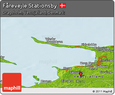 Physical Panoramic Map of Fårevejle Stationsby