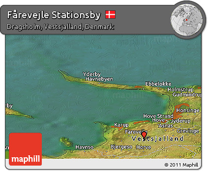 Satellite Panoramic Map of Fårevejle Stationsby