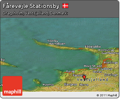 Satellite Panoramic Map of Fårevejle Stationsby