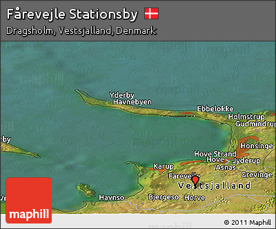 Satellite Panoramic Map of Fårevejle Stationsby