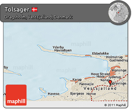 Shaded Relief Panoramic Map of Tolsager