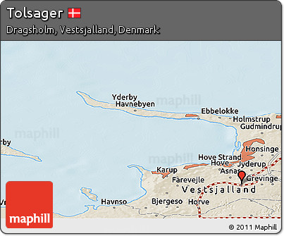 Shaded Relief Panoramic Map of Tolsager