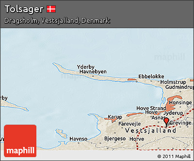 Shaded Relief Panoramic Map of Tolsager