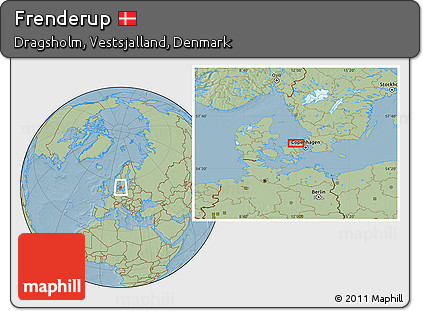 Savanna Style Location Map of Frenderup, hill shading