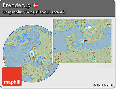 Savanna Style Location Map of Frenderup, hill shading