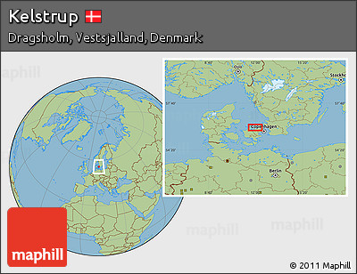 Savanna Style Location Map of Kelstrup