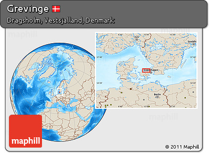 Shaded Relief Location Map of Grevinge