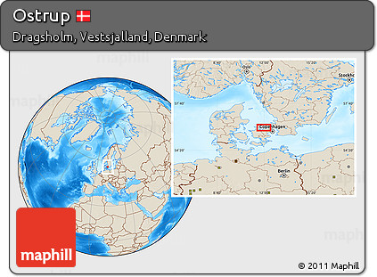 Shaded Relief Location Map of Ostrup