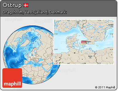 Shaded Relief Location Map of Ostrup