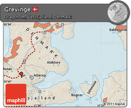 Shaded Relief Map of Grevinge