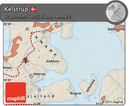 Shaded Relief Map of Kelstrup