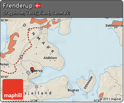 Shaded Relief Map of Frenderup