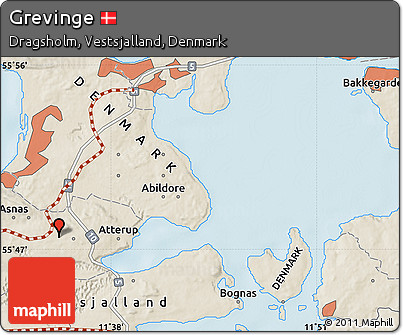 Shaded Relief Map of Grevinge