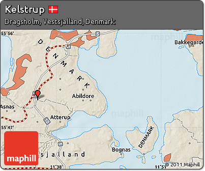 Shaded Relief Map of Kelstrup