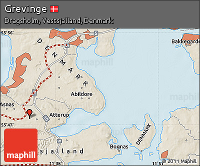 Shaded Relief Map of Grevinge